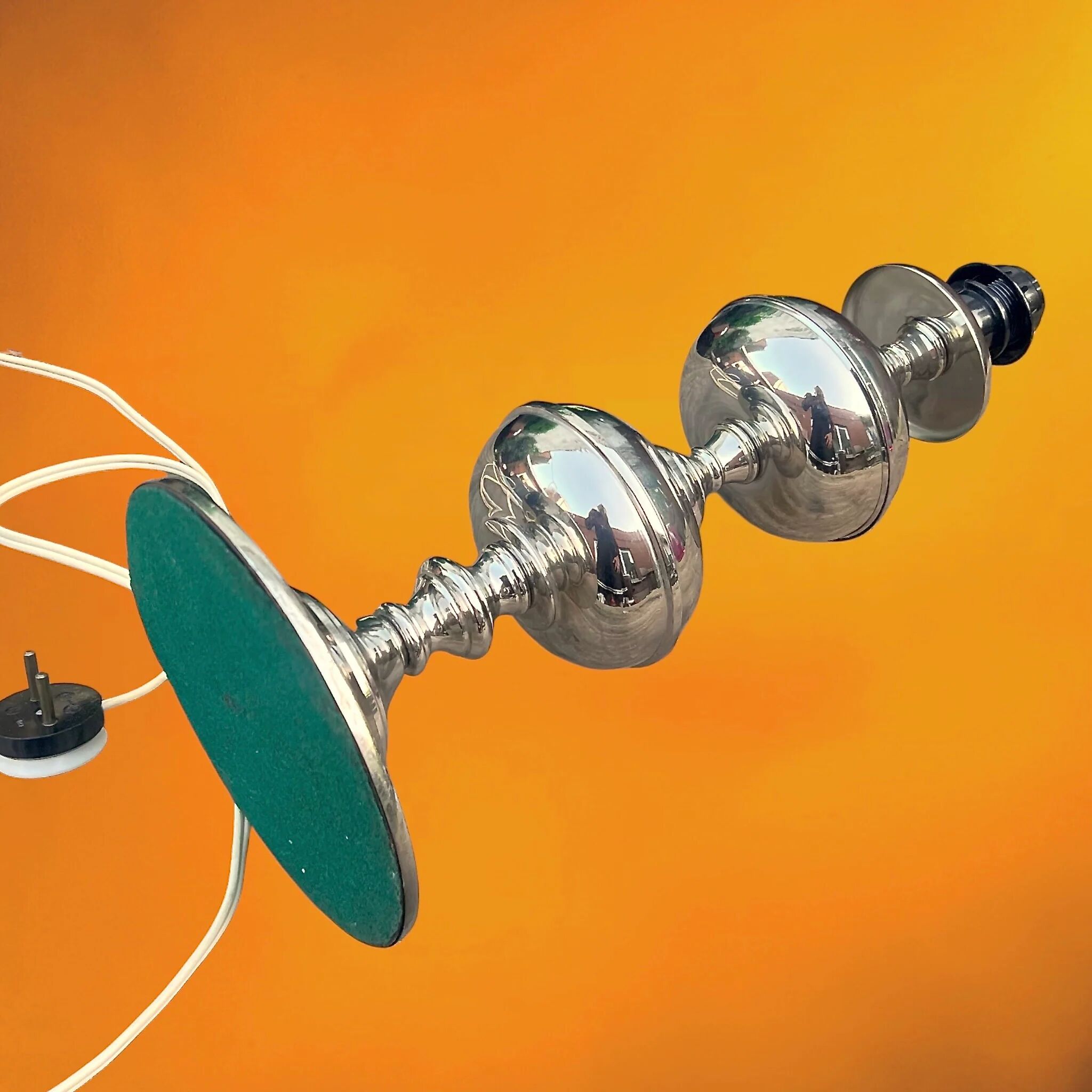 Lamp base space age chrome metal stacked spheres - 1970s