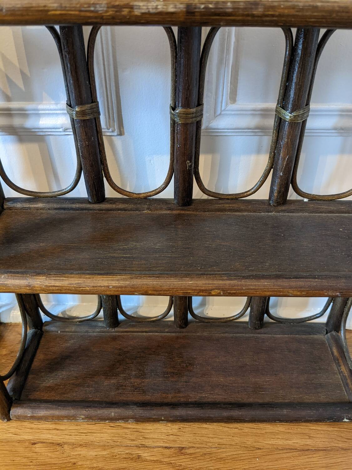 Pair of rattan shelves