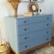 Commode vintage année 50 avec miroir rabattable
