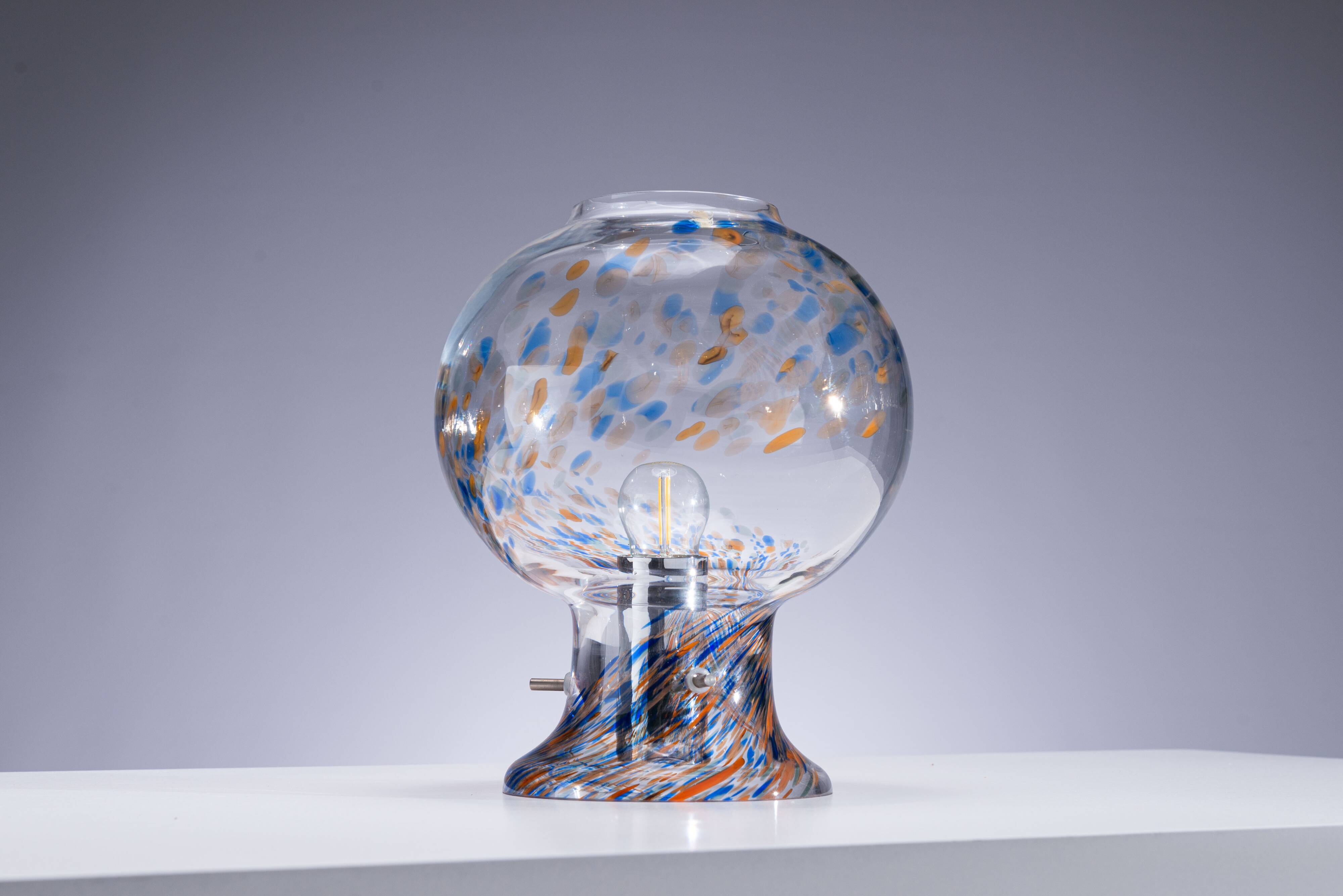 Glass table lamp by Olle Alberius for Orrefors Sweden, 1970s