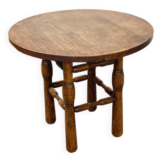 Table basse ronde en bois massif ancienne