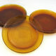 7 flat plates in amber yellow glass - Ondine Duralex France - vintage 70s