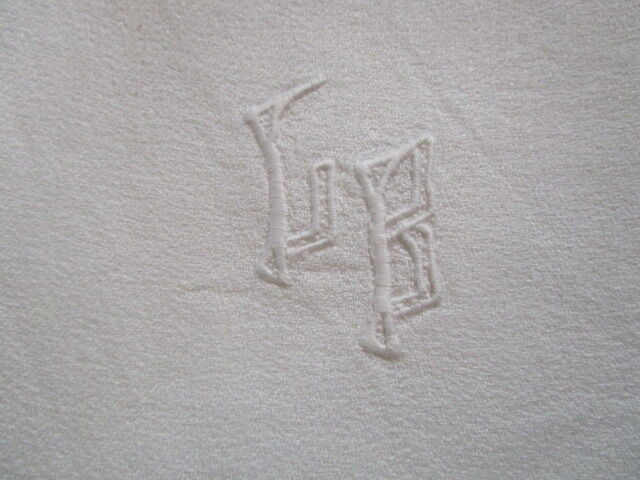 12 large old damask towels, monogrammed:60x50cm