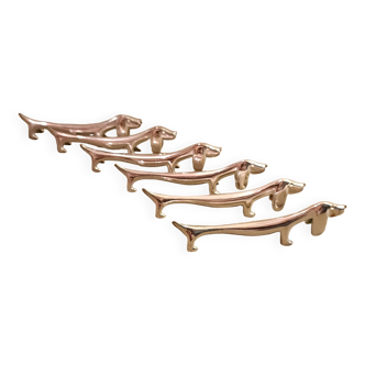 Porte couteaux métal argenté chien