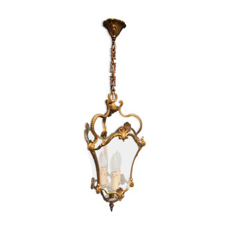 Lanterne en bronze style Louis XV en état de marche, verres galbés