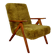 Vintage armchair B-310 VAR vintage khaki / olive long hair Rudy Lis