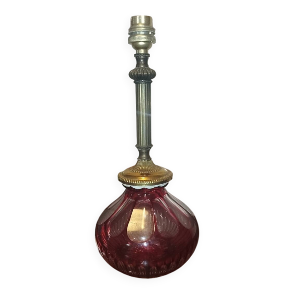 Ancienne lampe année 30 verre soufflé rubis vintage design — Beyit