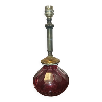 Vintage design ruby blown glass lamp from the 1930s.