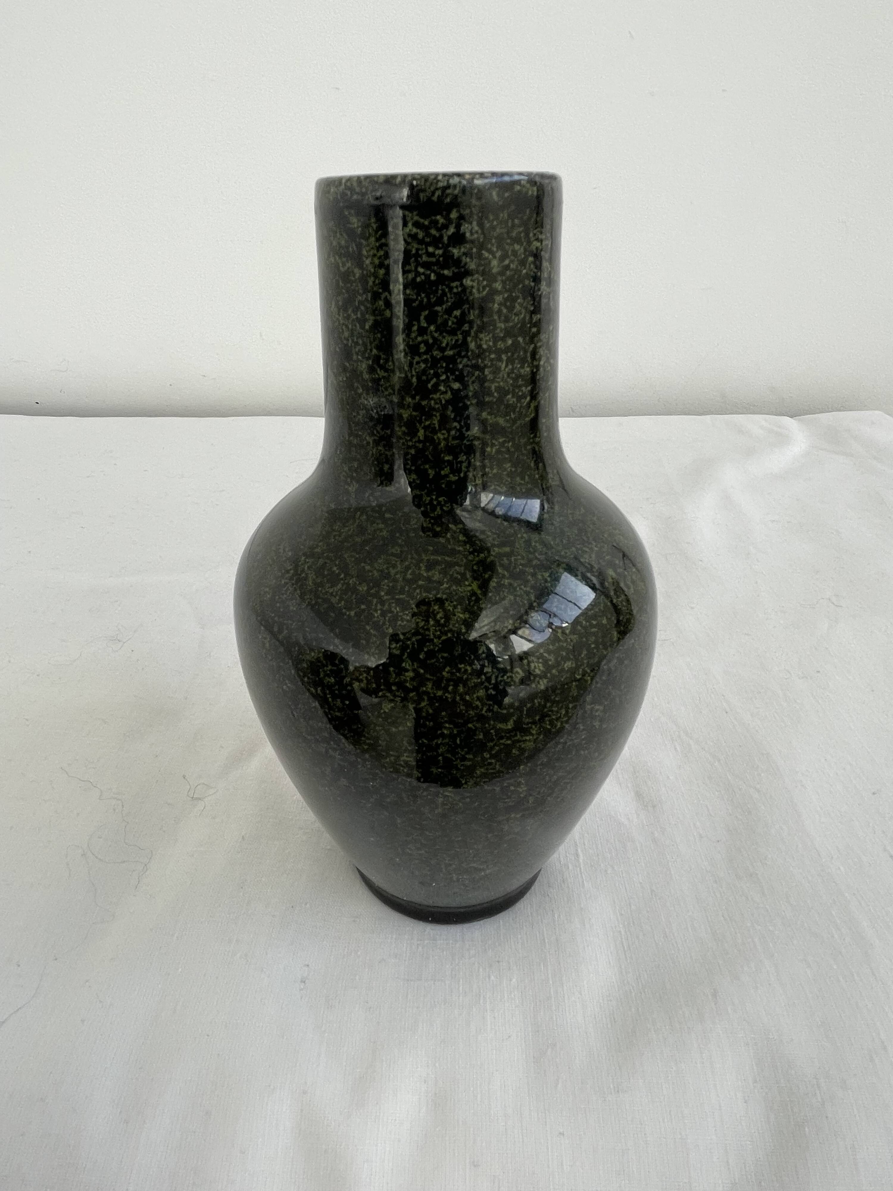 Vase, Sèvres glazed earthenware, glaze, speckled green, spotted, Miletus, 19th century, elegant, decorative