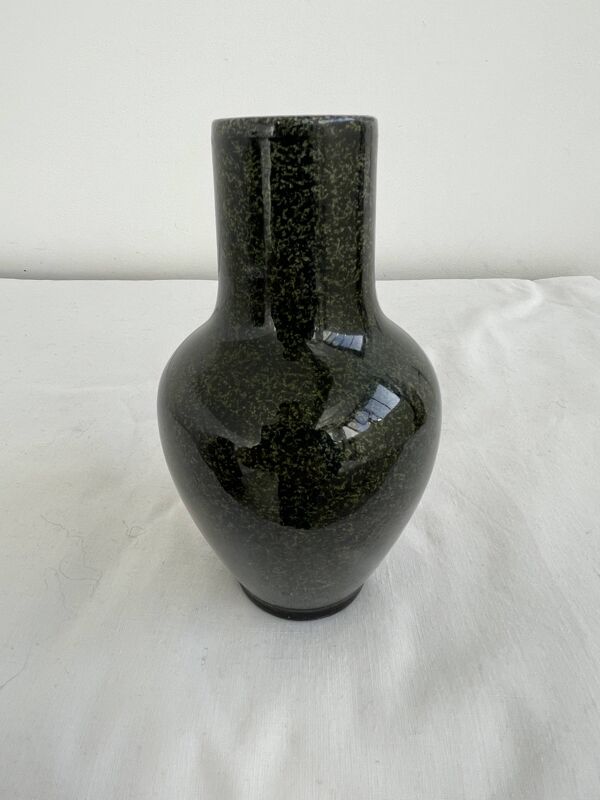 Vase, faïence émaillée de Sèvres, glaçure, vert moucheté, tacheté, Milet, XIXème siècle, élégant, dé