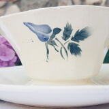 Saucière Digoin Sarreguemines blue Rose porcelain pattern "Cannes"