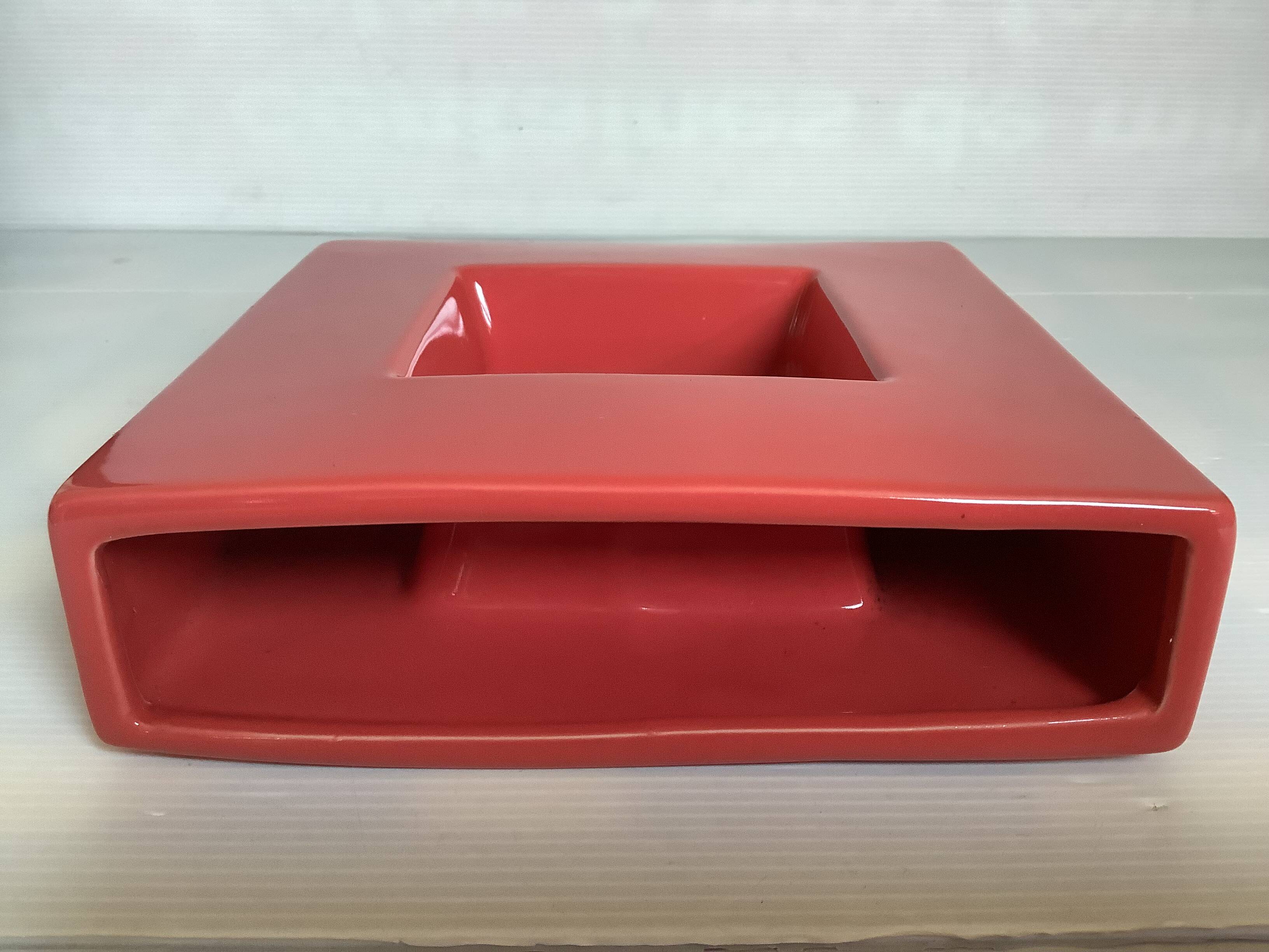 Large cubic coral vase