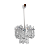 J.T Kalmar 'Glaçon' chandelier, Frosted Glass, 2 Levels, Austria, 1970