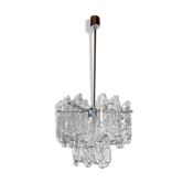 Lustre "Glaçon" de J.T Kalmar, verre givré, 2 Niveaux, Autriche, 1970