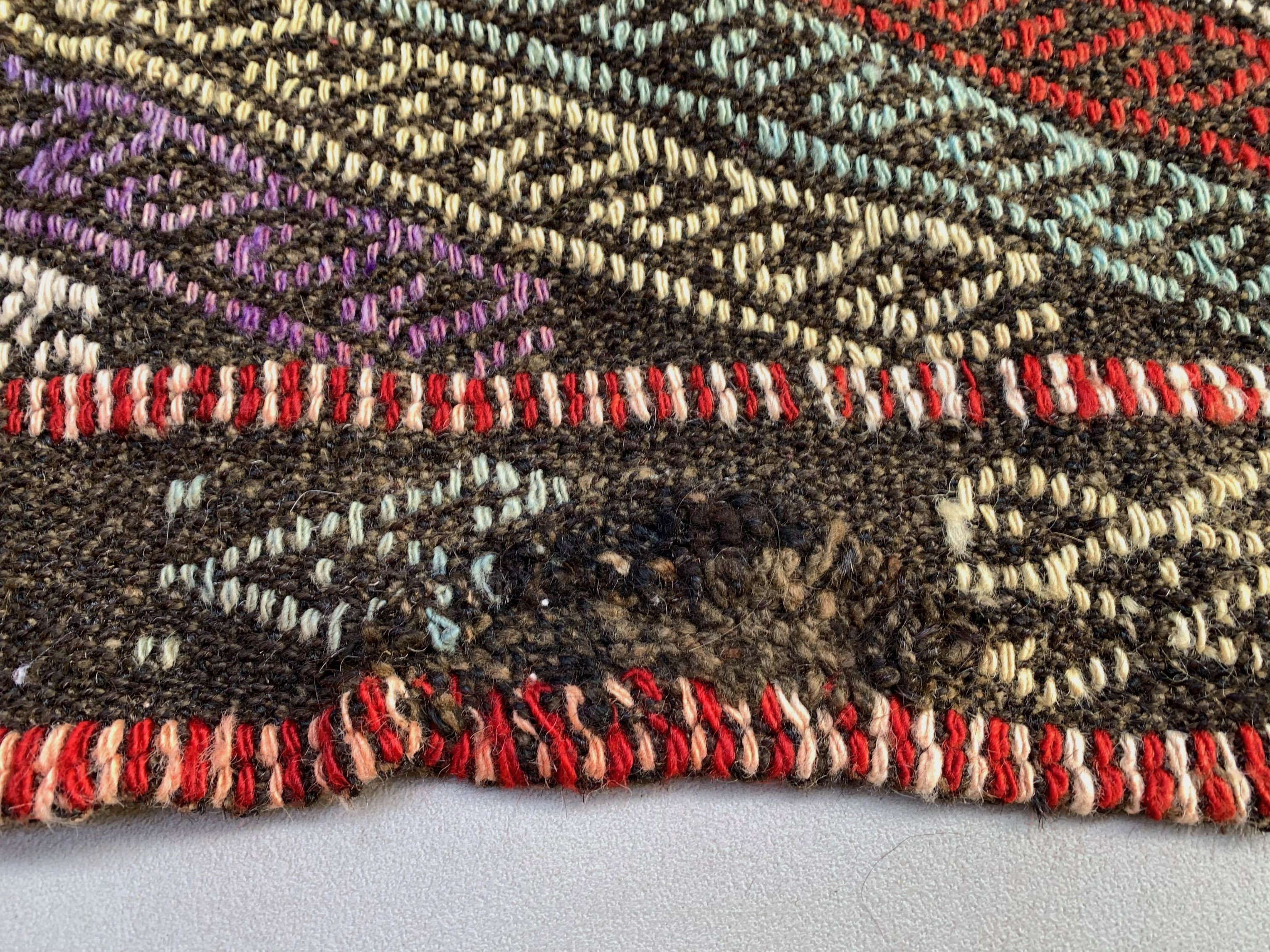 Large Vintage Turkish Kilim Rug 180x162 cm Wool Kelim, Square