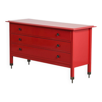 Commode laquée rouge Carlo De Carli pour Sormani, vers 1963
