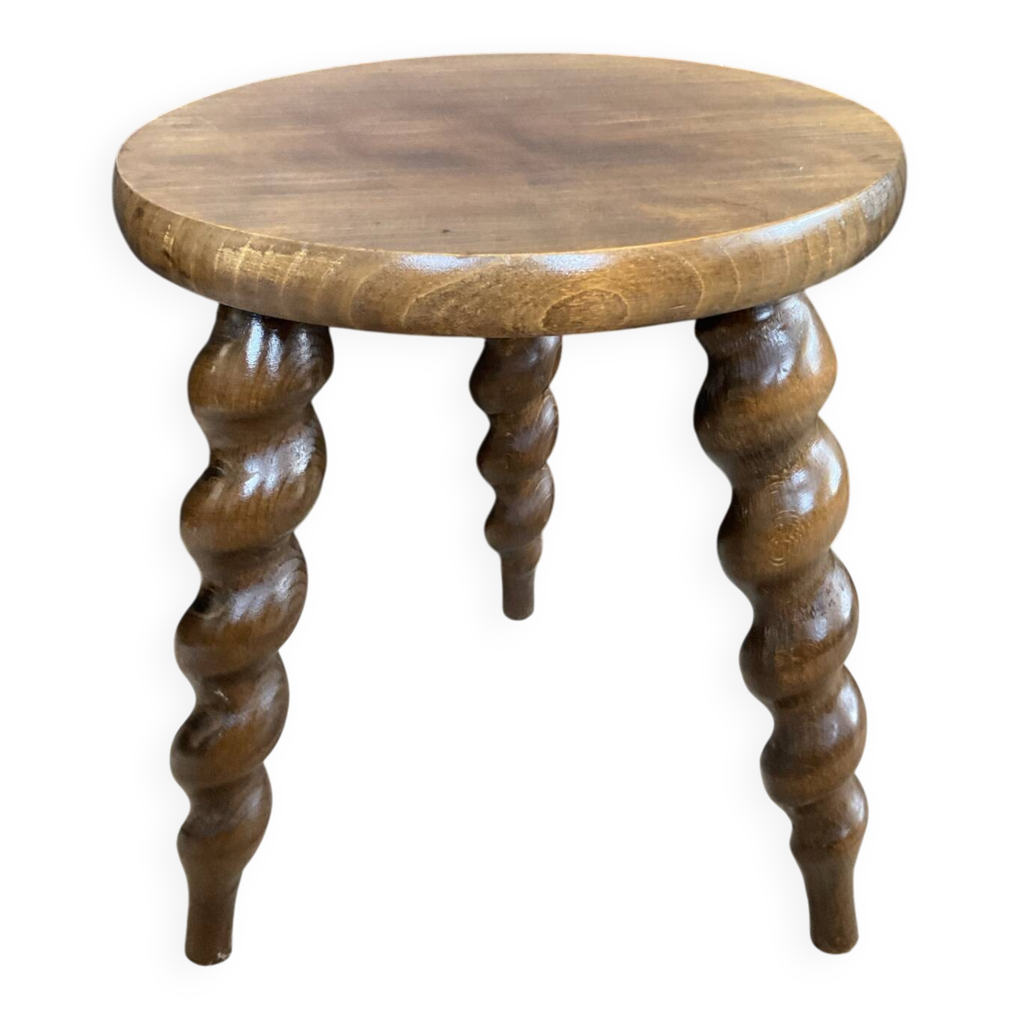 Antique tripod stool made of turned wood