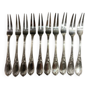 10 snail forks, rocaille model, Ercuis brand