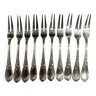 10 rocaille model snail forks, Ercuis brand