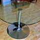 Table legs tulip in chromed metal and tempered glass top Italy stamped Calligaris