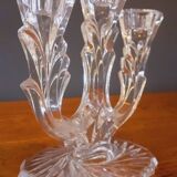 Vintage tripod candle holder from the 70s in molded glass