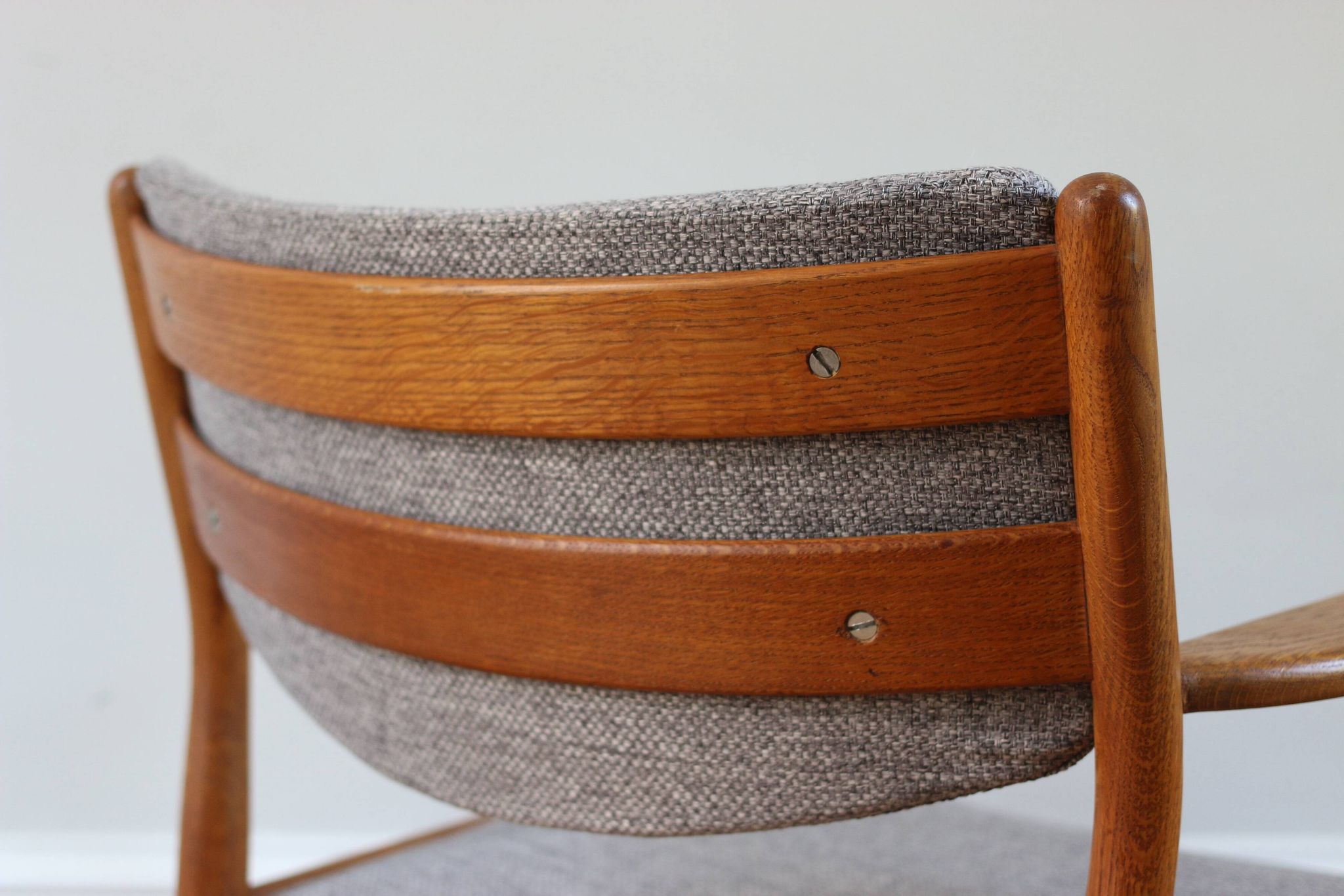 Pair of vintage Scandinavian Poul Volther J72 oak armchairs, 1960s
