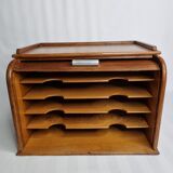 Letter door with roller shutter style art deco light oak