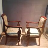Paire de fauteuils Restauration en acajou