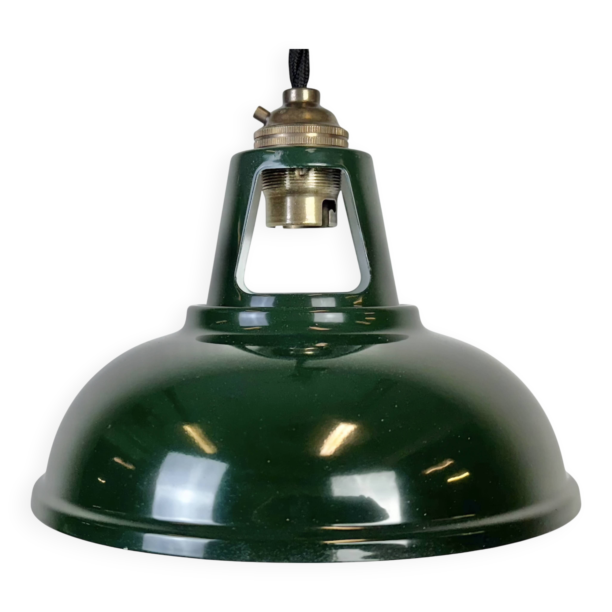 Vintage Industrial Green Painted Ceiling Lamp, 2000s