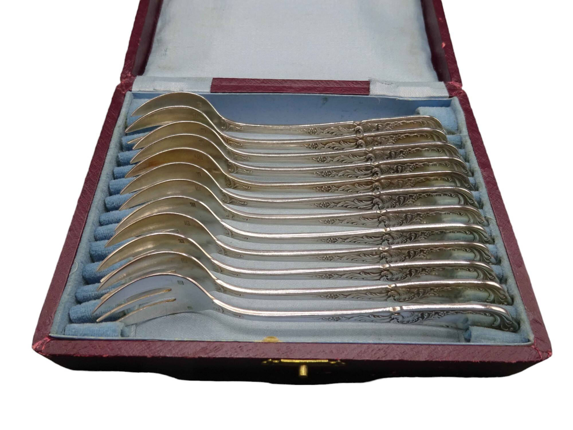 12 silver-plated oyster forks