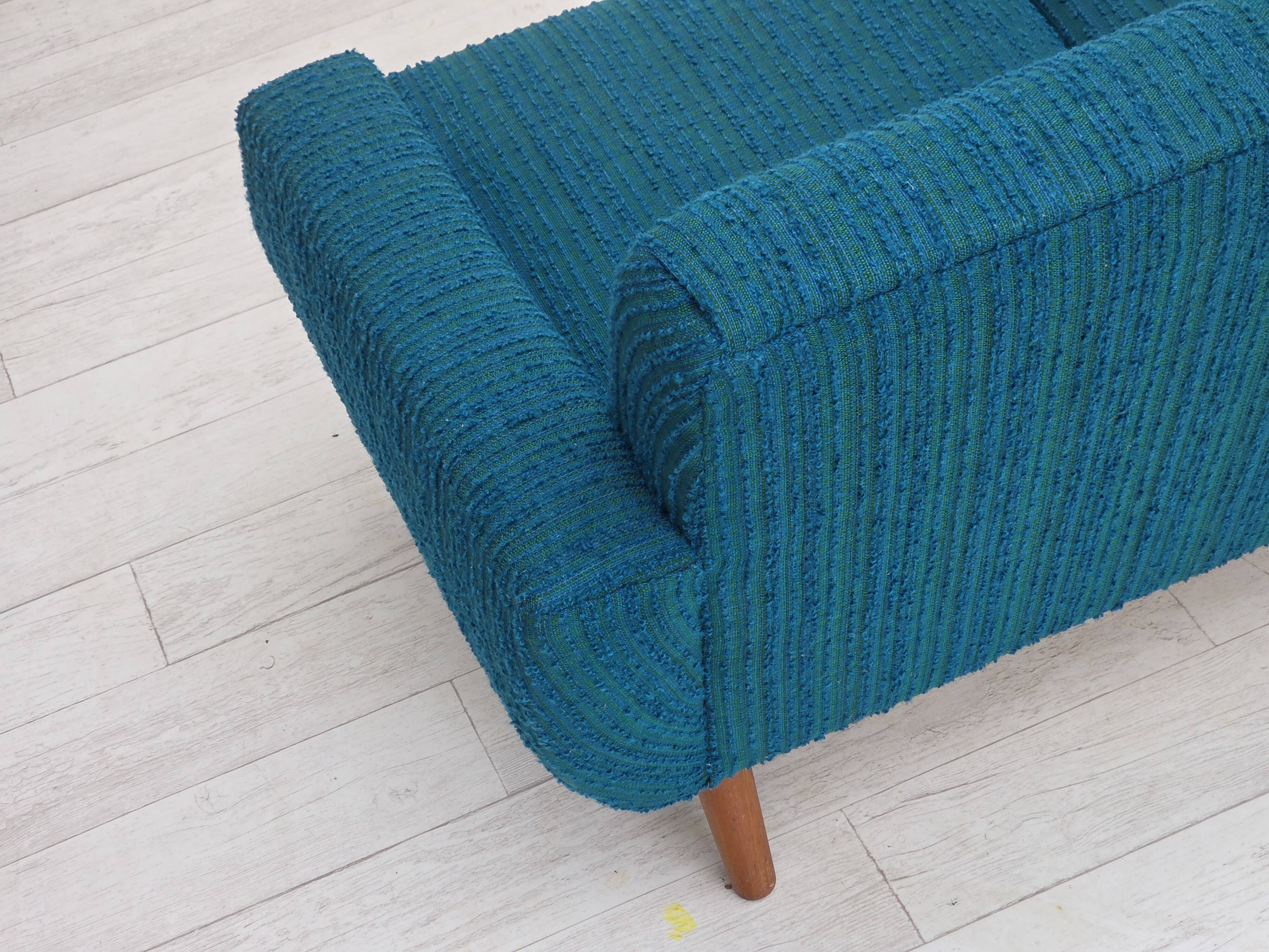 1970s, Danish 3-seater sofa, furniture wool, teak wood.