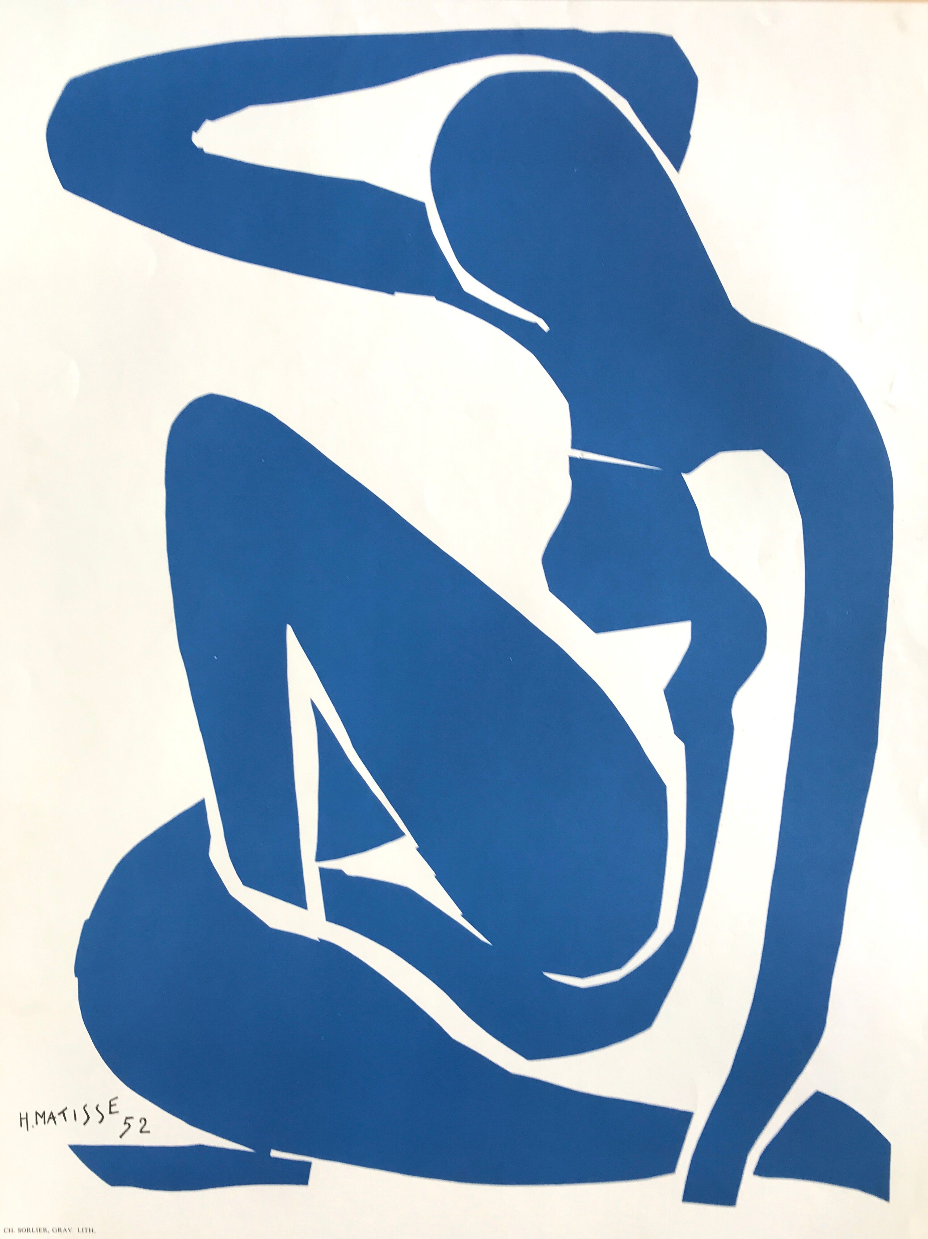 Lithographic poster after Graceful Blue Nude of 52 by MATISSE, Musée de Céret, 1980 (Mourlot)