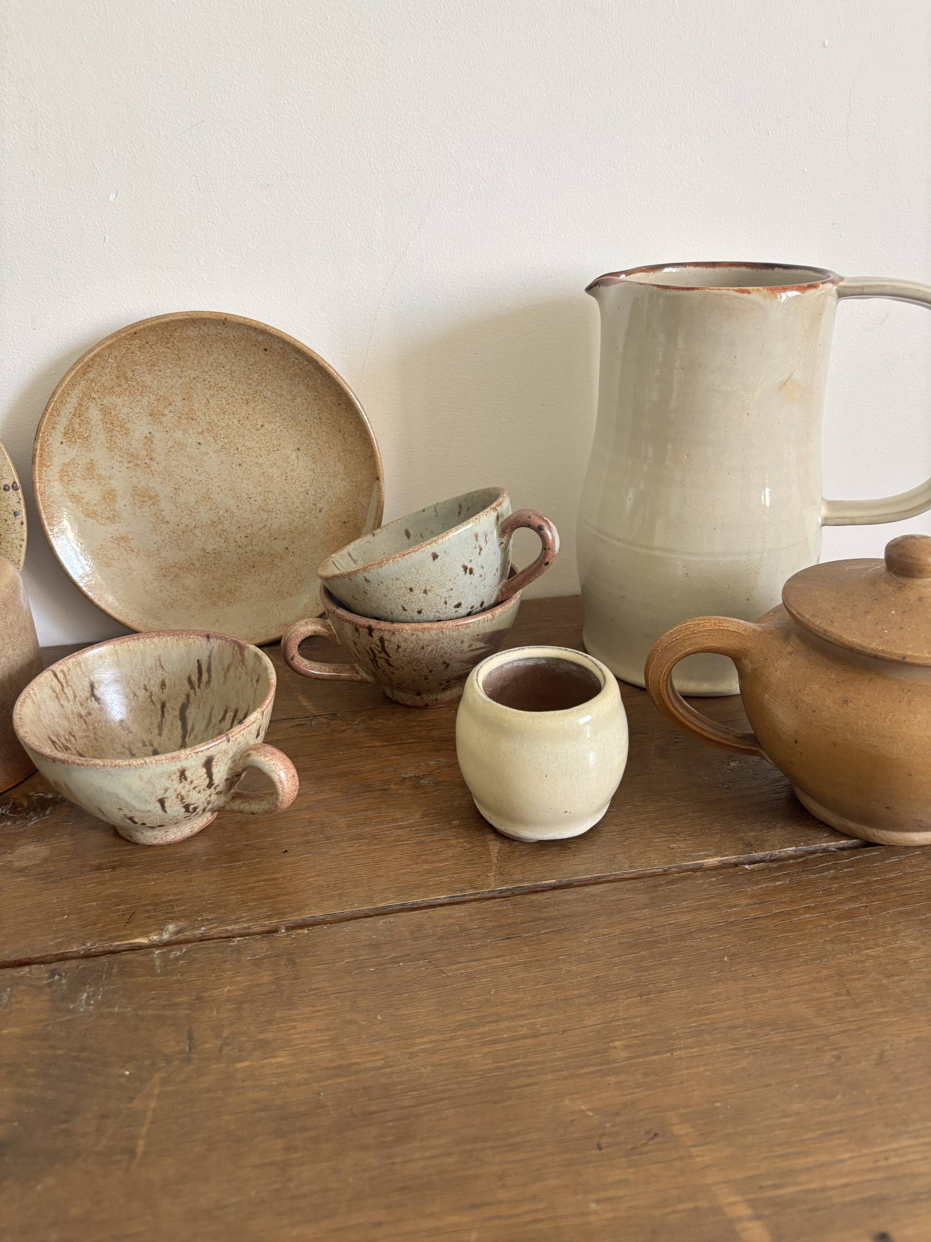 Set of French artisanal stoneware ceramics – 1960s
