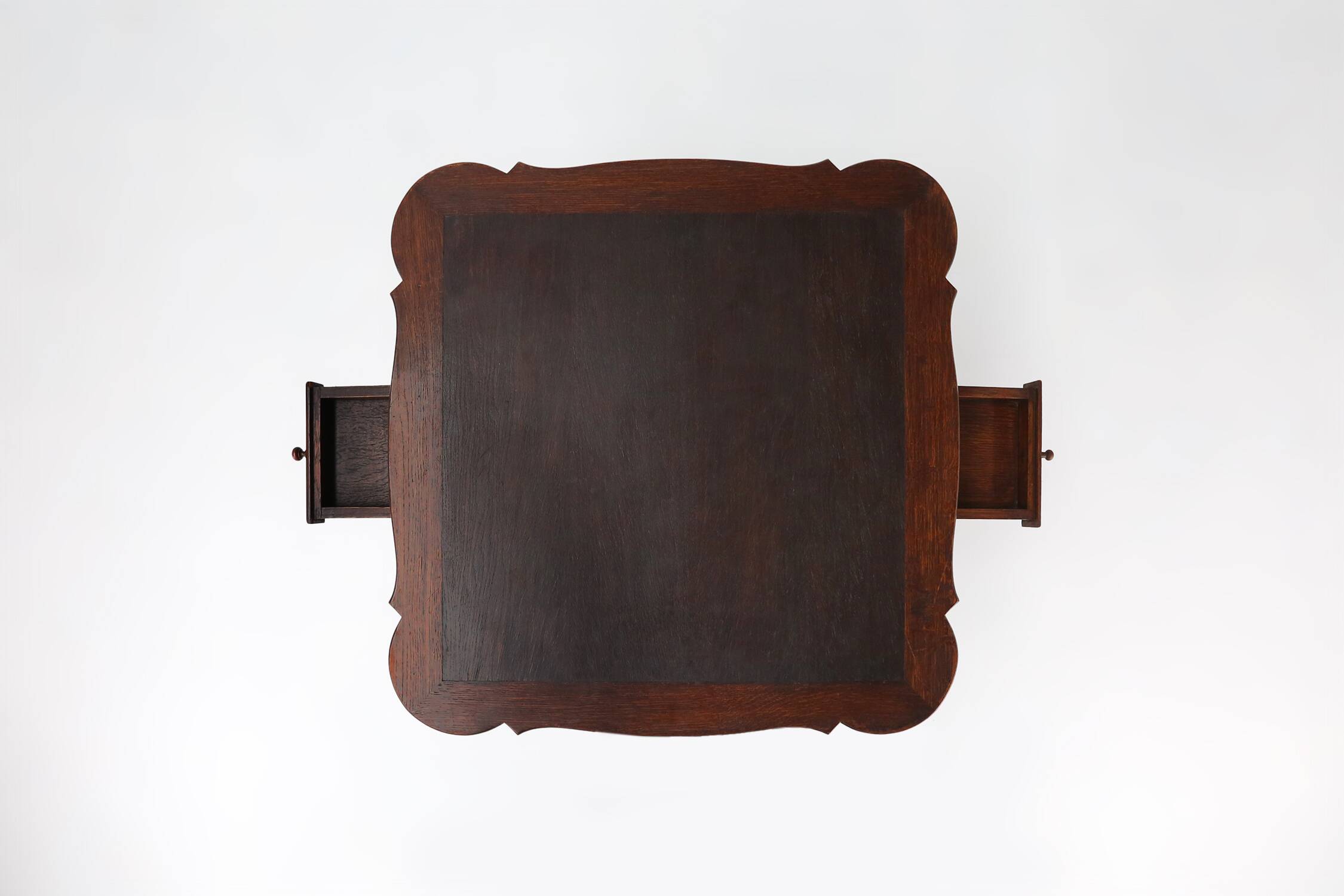 Elegant antique French card table in wood with 2 drawers, ca. 1900