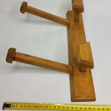 Vintage solid wood wall coat rack, two hooks, 35 cm