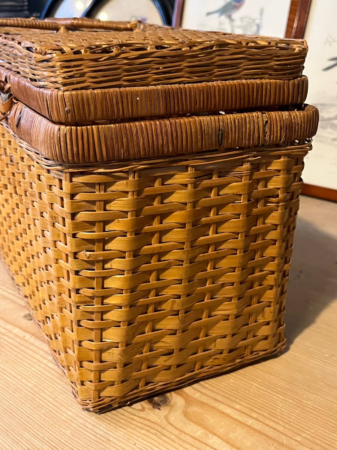 Old wicker suitcase