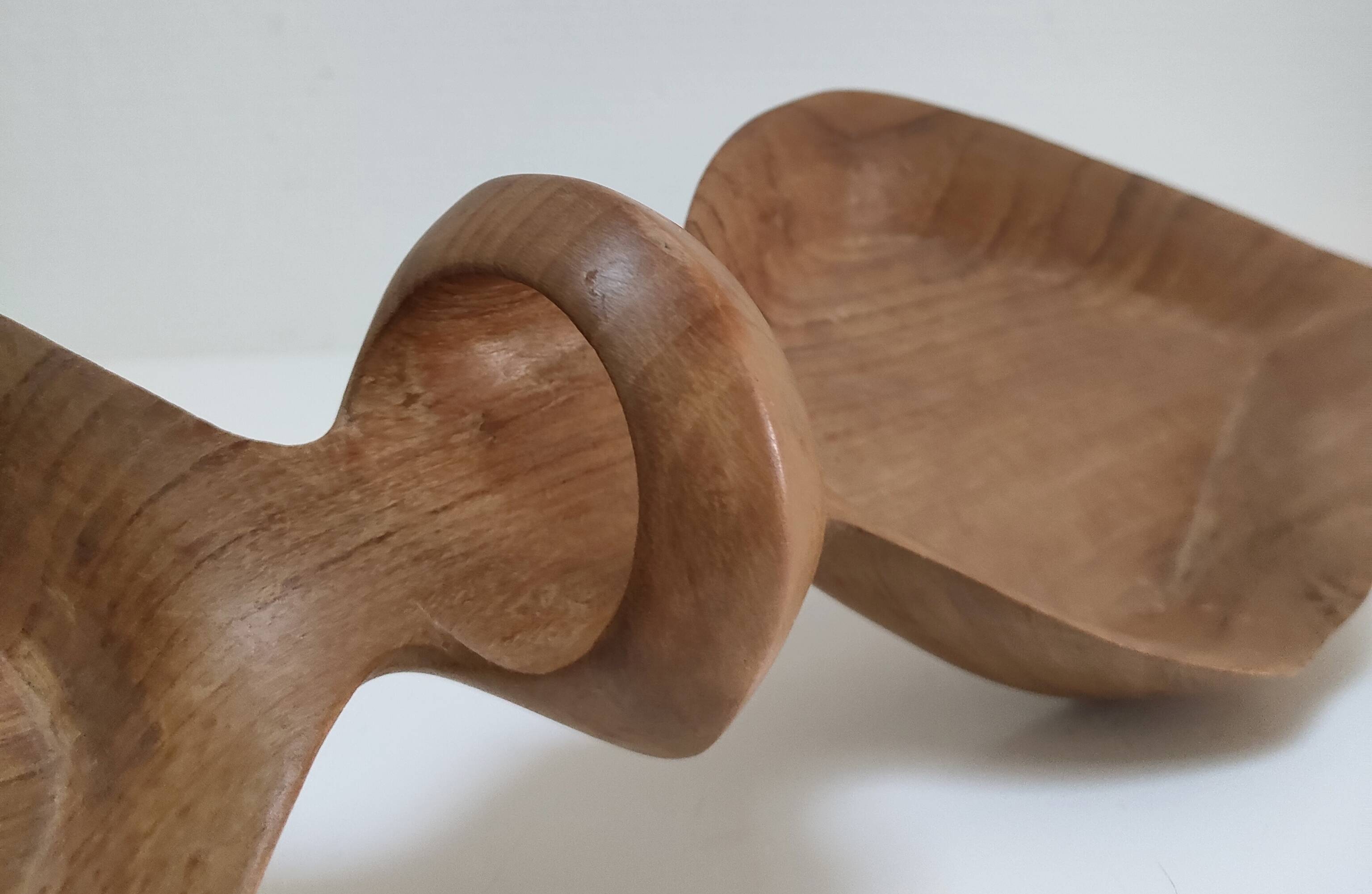 Vintage sculptural wooden pocket tray