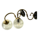 Large pair of brass swan neck wall lights with cracked glass globes LAMP-7359