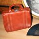 Vintage Valisette handbag 1940-1950 Orange-brown faux Skai Malette Vanity