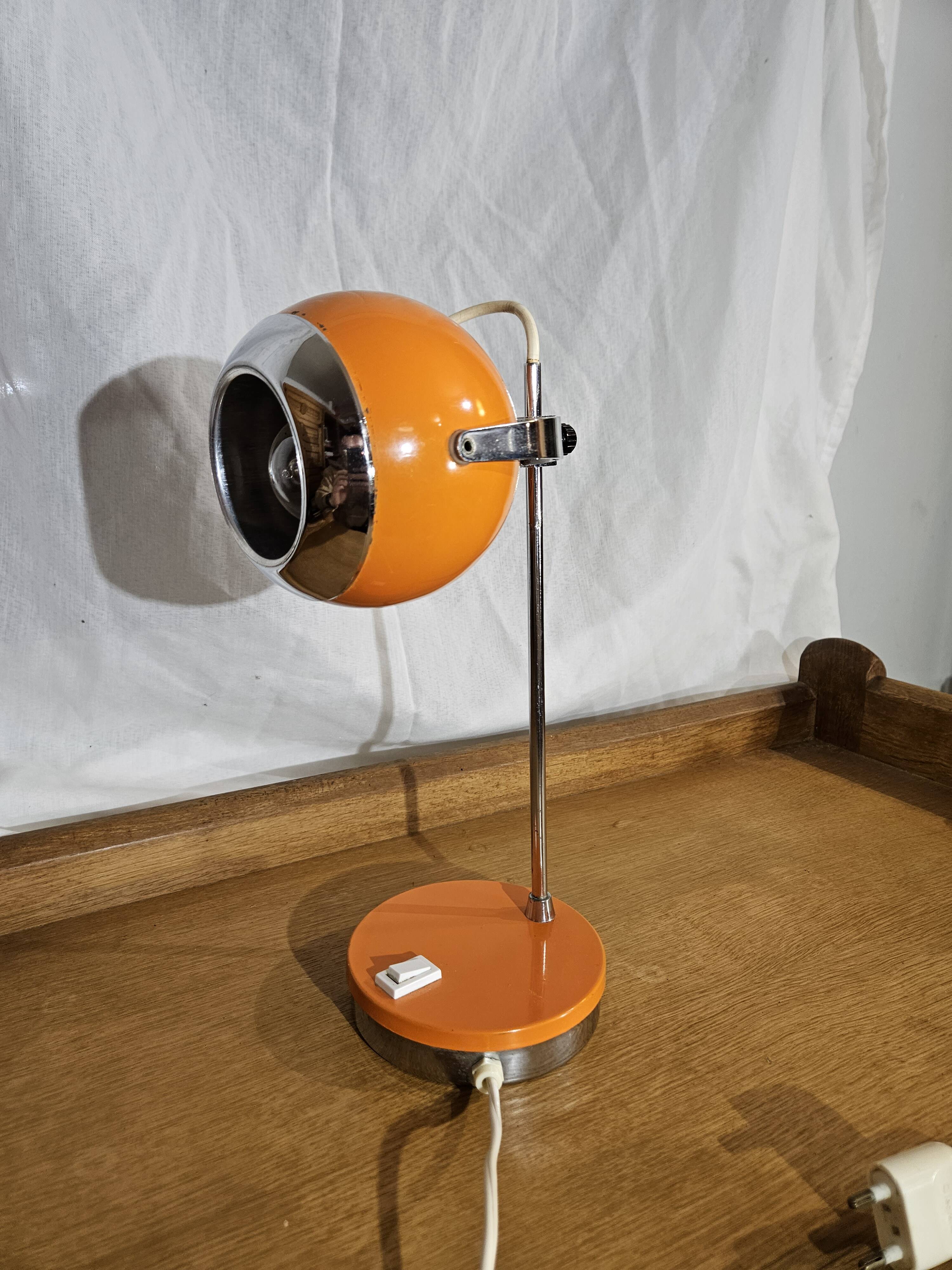 1970 Eyeball orange and chrome desk lamp