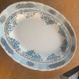 Large serving dish pontesa patterns blue flowers in vintage porcelain