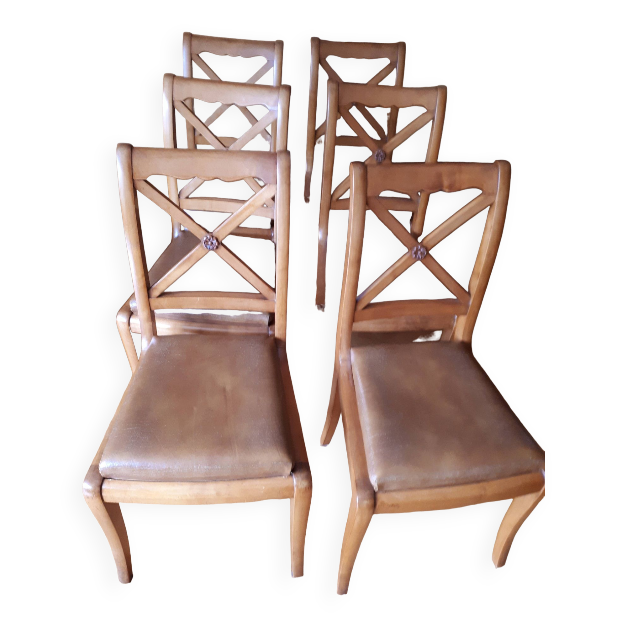 Solid wood chairs with leather seats