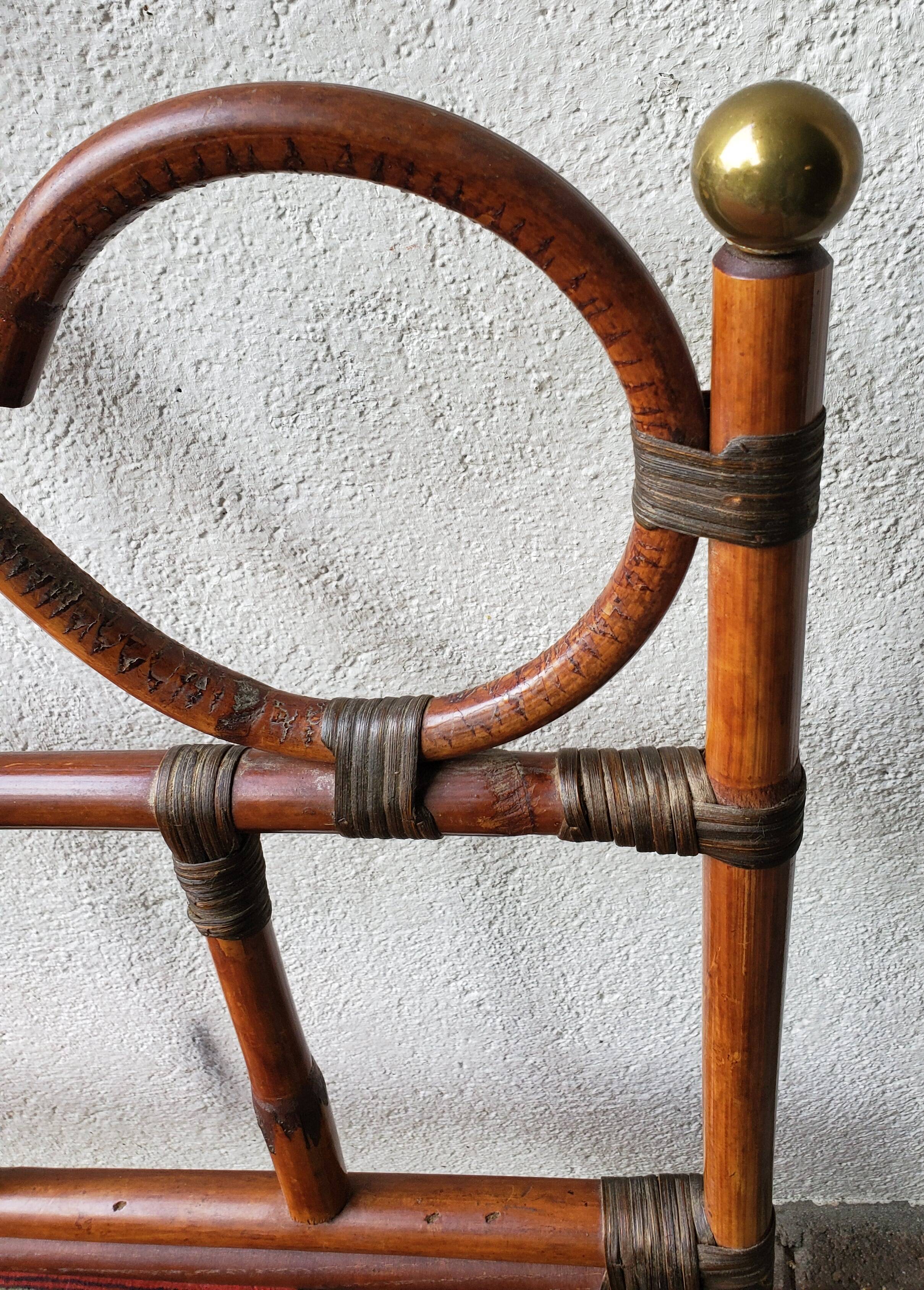 Rattan and brass headboard