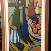 Oil painting on canvas still life by Franco Prayer (1924) 90 x 50 cm