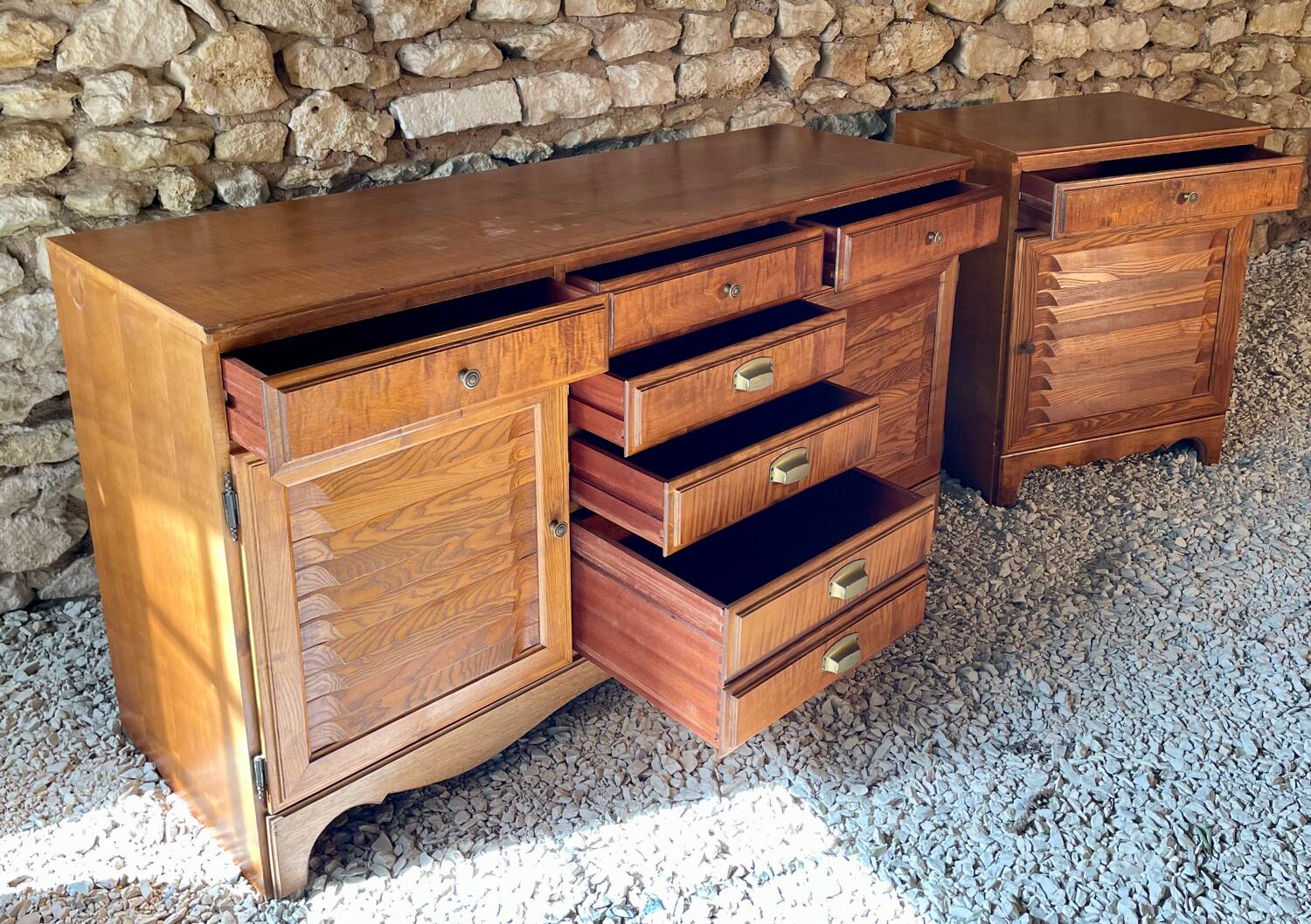 Low sideboard and jam cupboard set - solid wood