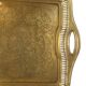 Vintage Oriental Brass Tray with Floral Decoration, 50 cm