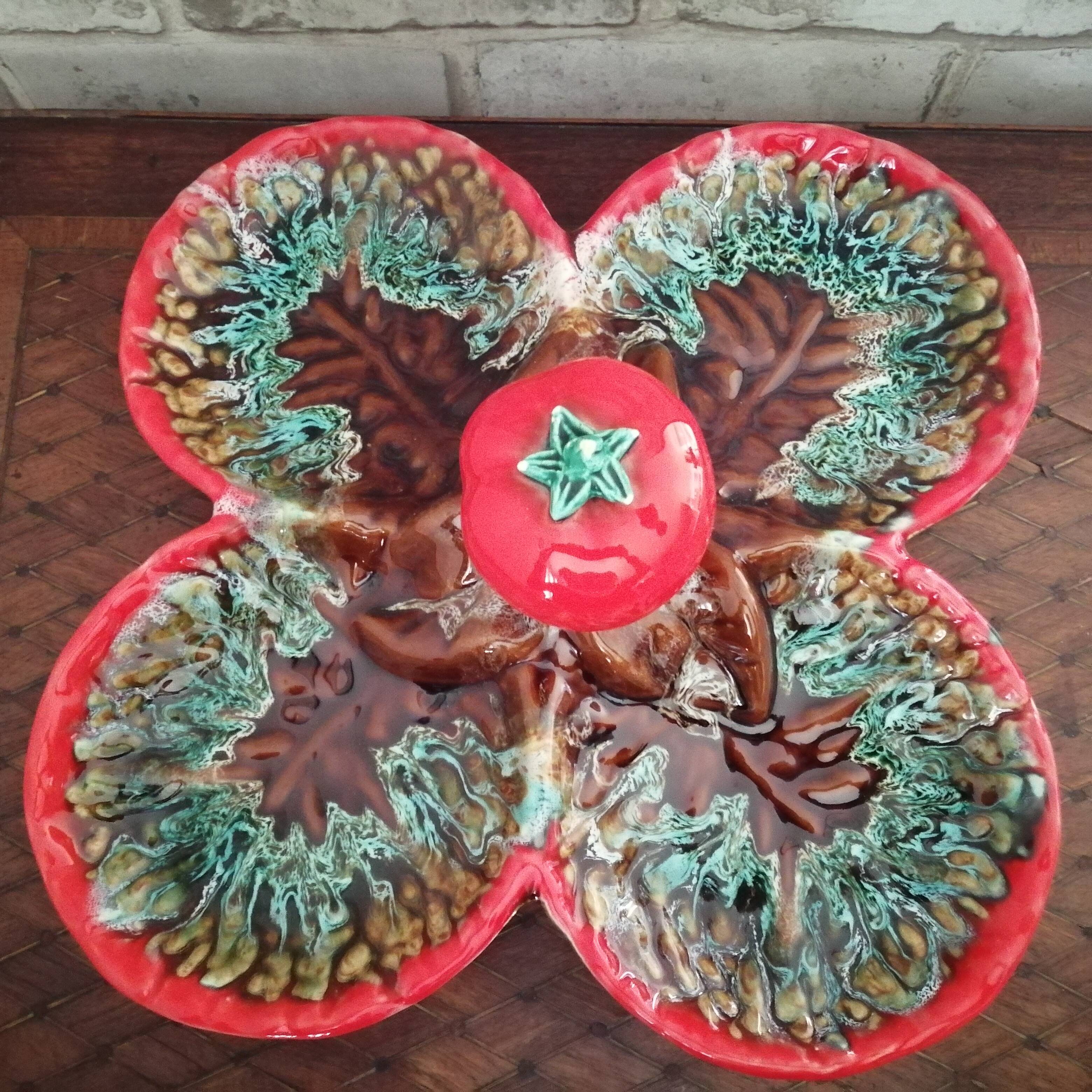 Plateau apéritif vintage en céramique Vallauris