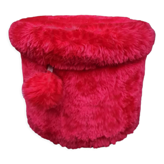 Pouf  vintage rouge années 70