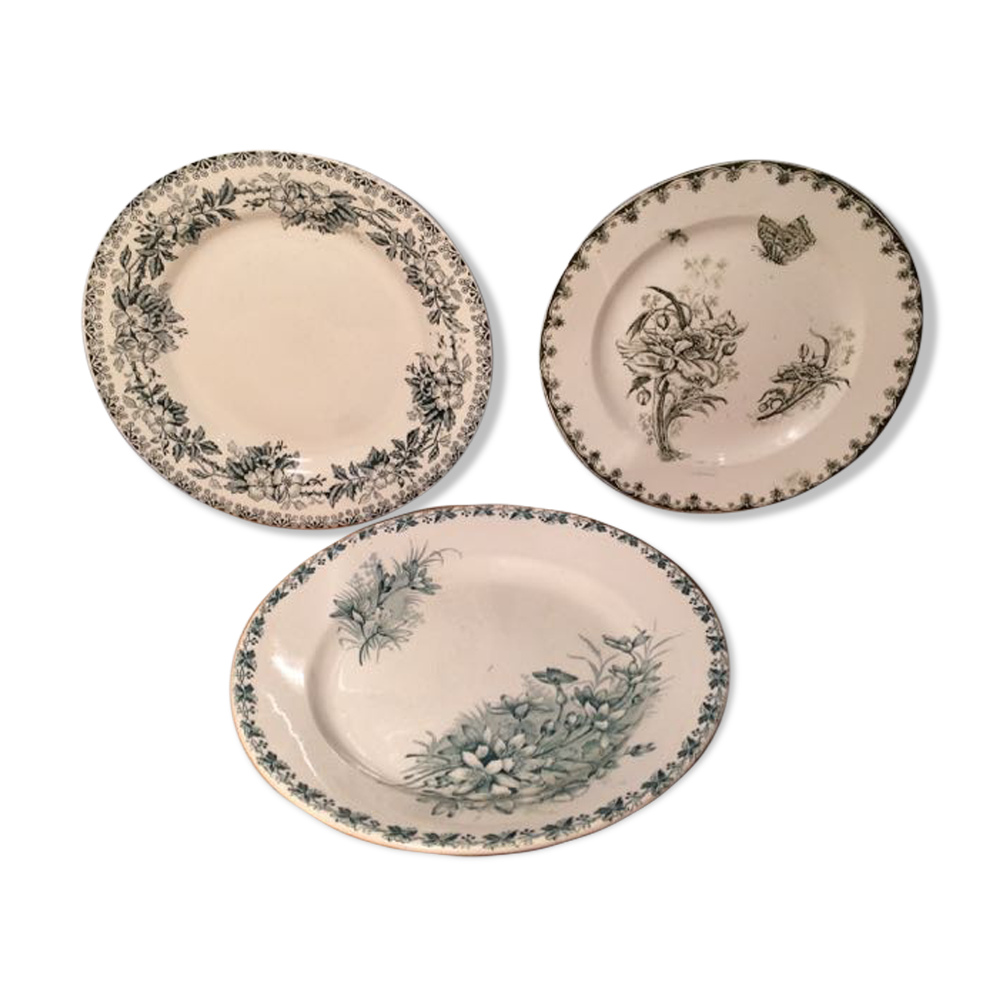 Trio of plates green tones