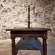 Antique French oak station bench – double-sided, 19th century (140 x 61 x 86 cm)